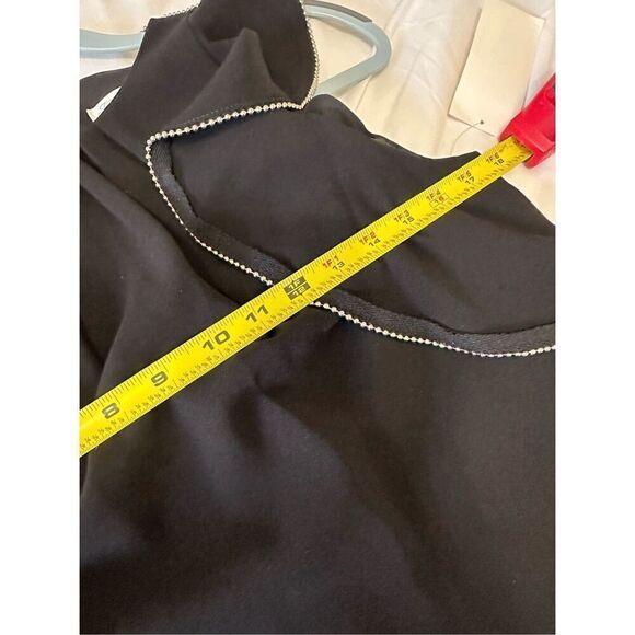 NWT Shoshanna Black Sheath Dress With Beaded-Chain Ruffle Size 6 - Picture 9 of 11